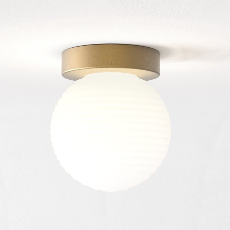 Tacoma 1 - Light Flush Mount, Ribbed, Antique Brass, White (Opal)