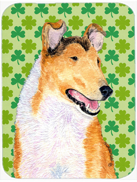 Planche à découper en verre à collie st. patrick caroline Shamrock Lucky Irish
