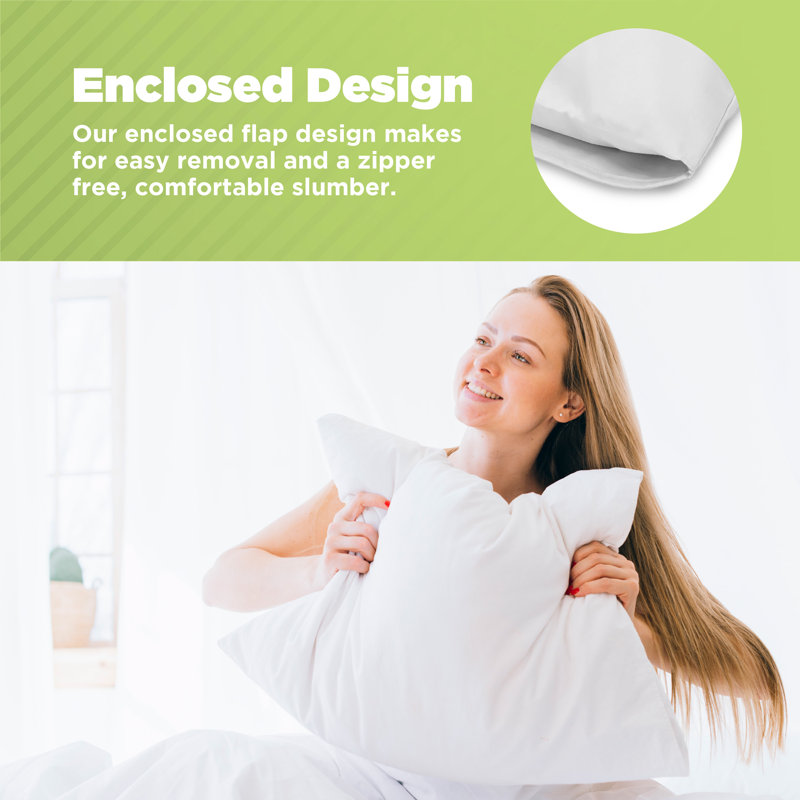 Soft Cotton Pillowcases with Enclosed Sleeve Design Breathable Pillow Case for Easy Removal, Standard, Organic Natural