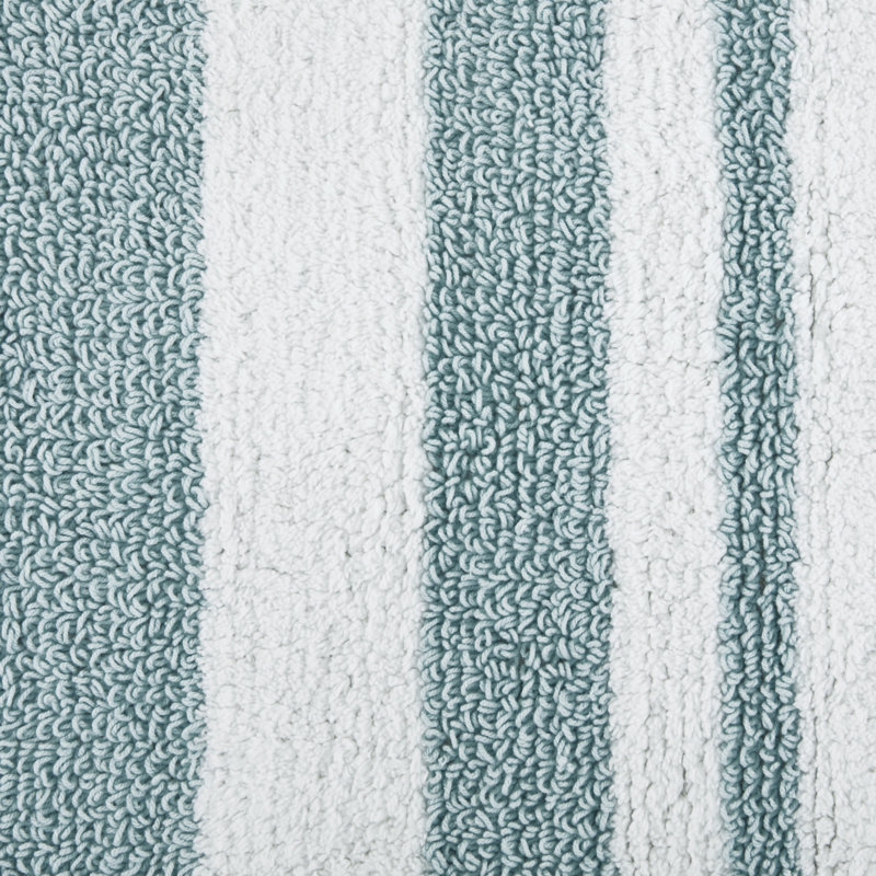 Aqua 100% Cotton Casual Striped Reversible 24x72'' Bath Rug, 24" W x 72" L, Aqua
