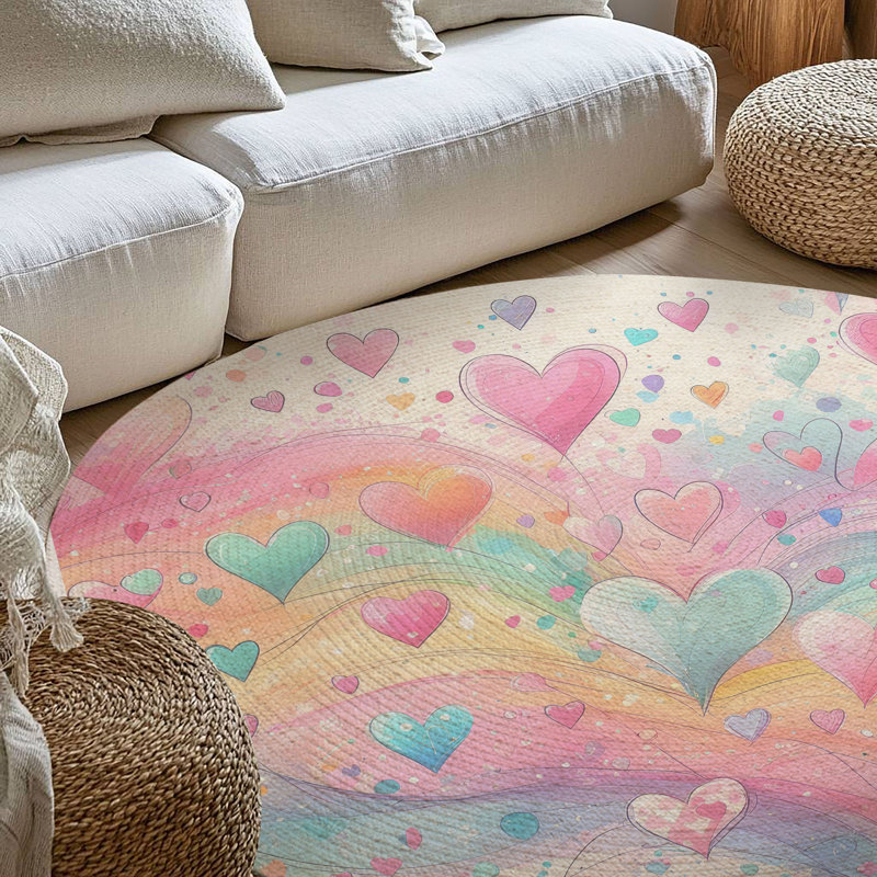 Tapis tressé Painted Love Sprays, Rond 5 pi