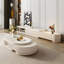  Bilawal Cream Fluted Extendable Oval Coffee Table Solid Wood With 4 Drawers, Fully Assembled