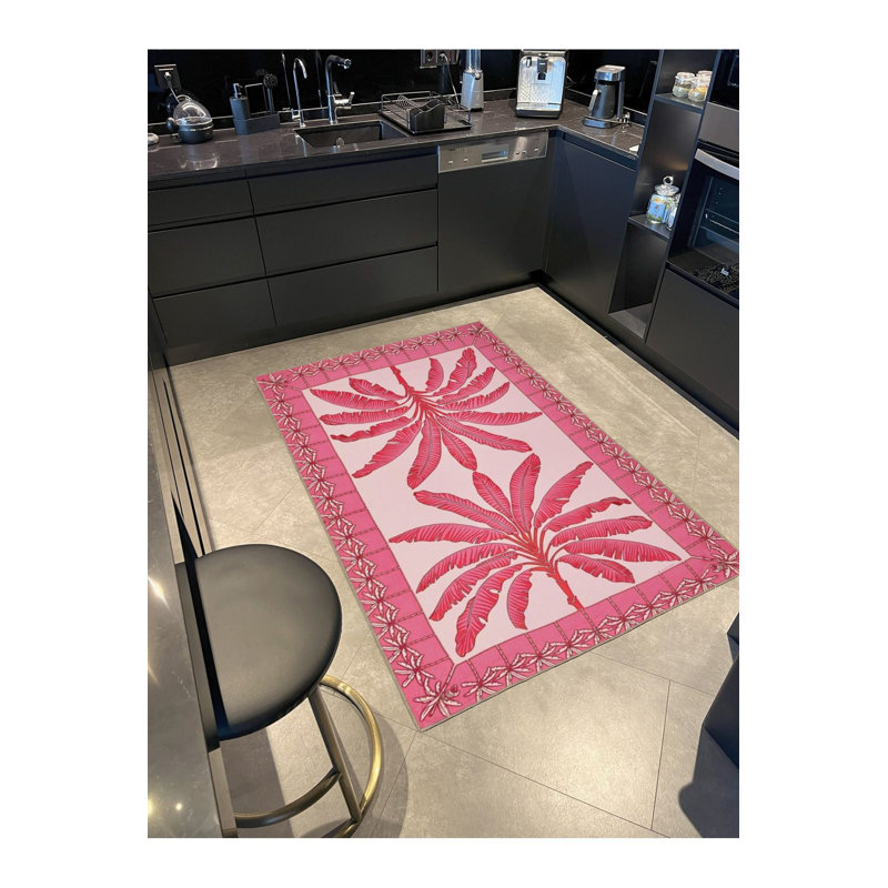 Tapis rose lavable à la machine, Sous-tapis carré 3 pi 3 po inclus