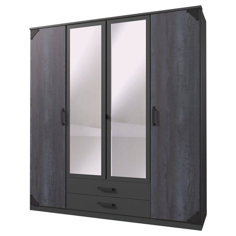 Nyack 4 Door Manufactured Wood Wardrobe, Graphite