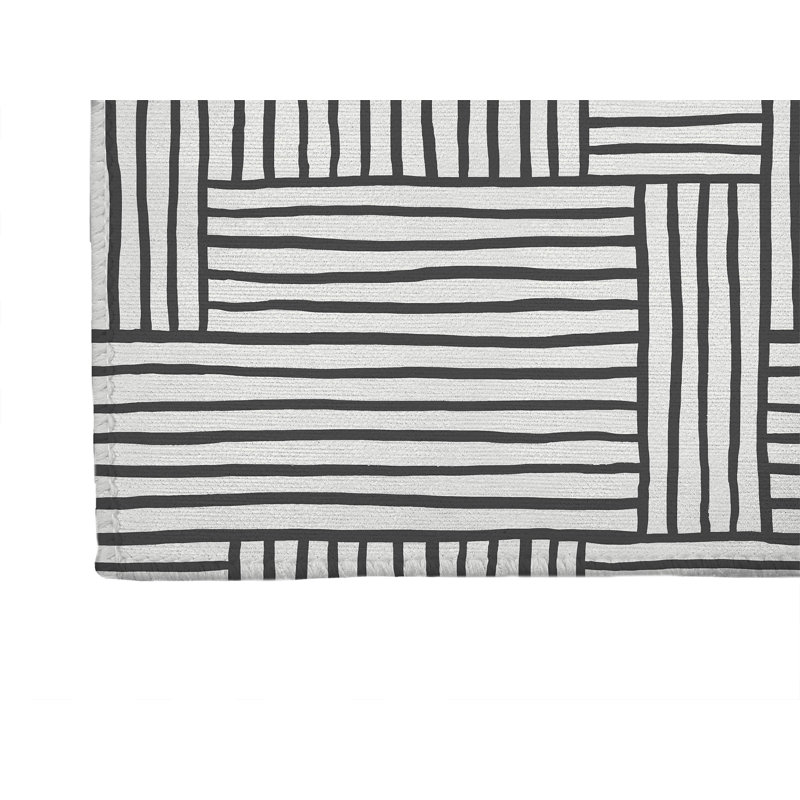 Tapis de cuisine antidérapant Grid Puz, Rectangle 4pi x 6 pi, Ivoire/gris anthracite