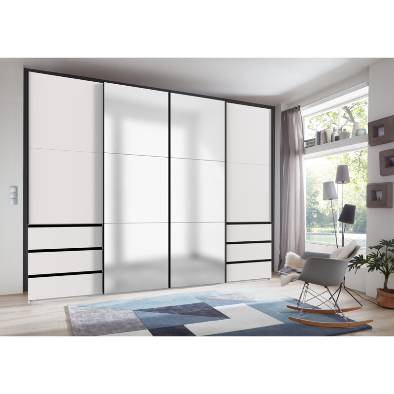 Guardino 4 Door Wardrobe, White, 236cm H x 300cm W x 65cm D
