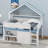 Full Size Loft Bed With Canopy Roof And Storage Cabinet-120473666