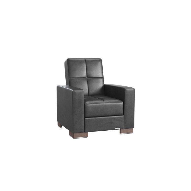 Fauteuil convertible en cuir Vegan, Noir