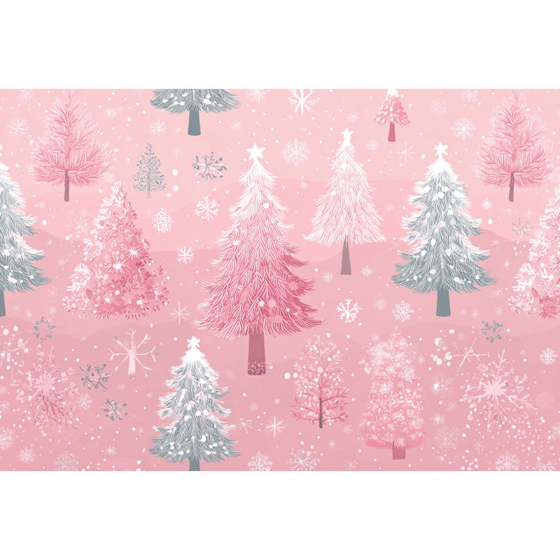 «Snowy Pink Pines», art mural sur toile tendue, H 24 po x l 36 po