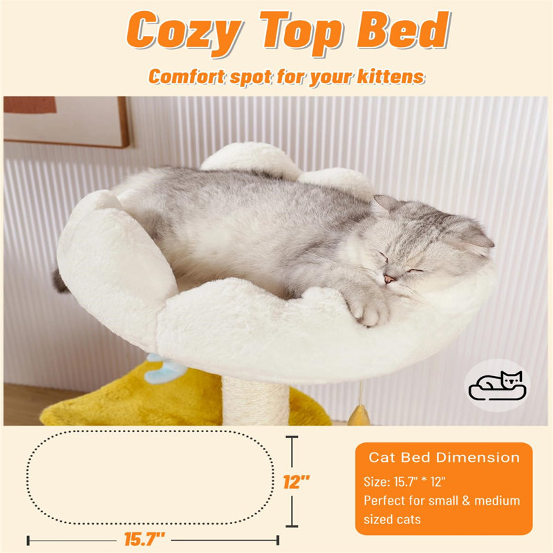 Cloud-Themed Multi-Level Sisal Cat Tree with Perch and Bed