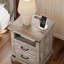Ensemble de table de chevet avec station de charge, 2 pièces, blanc-1535823752-1535823754