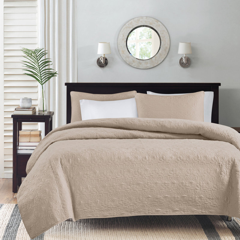 Ensemble de courtepointe réversible, Édredon pour lit simple + 2 taies d'oreiller déc, Marine