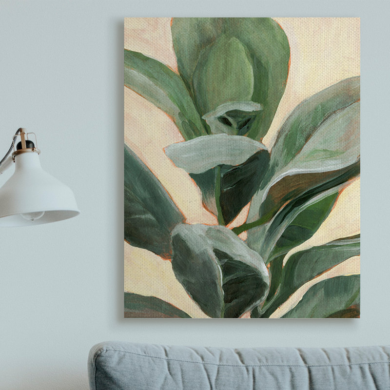 Étude de plantes en pot courbes vertes, H 48 po x l 36 po, Toile tendue