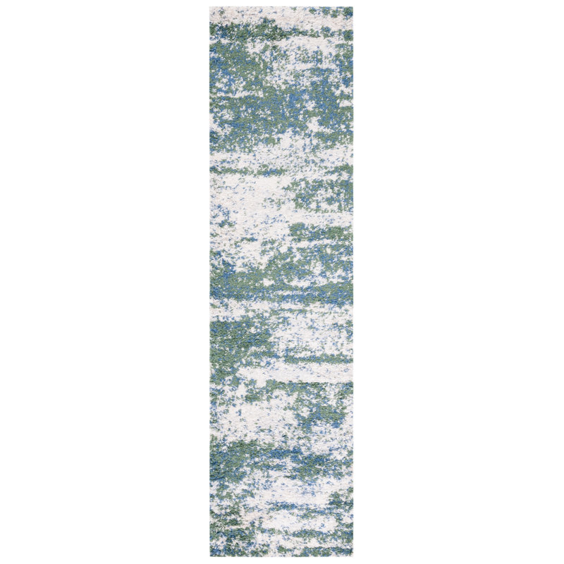 Difiore Abstract Green/Beige Area Rug, Runner 2' x 14'