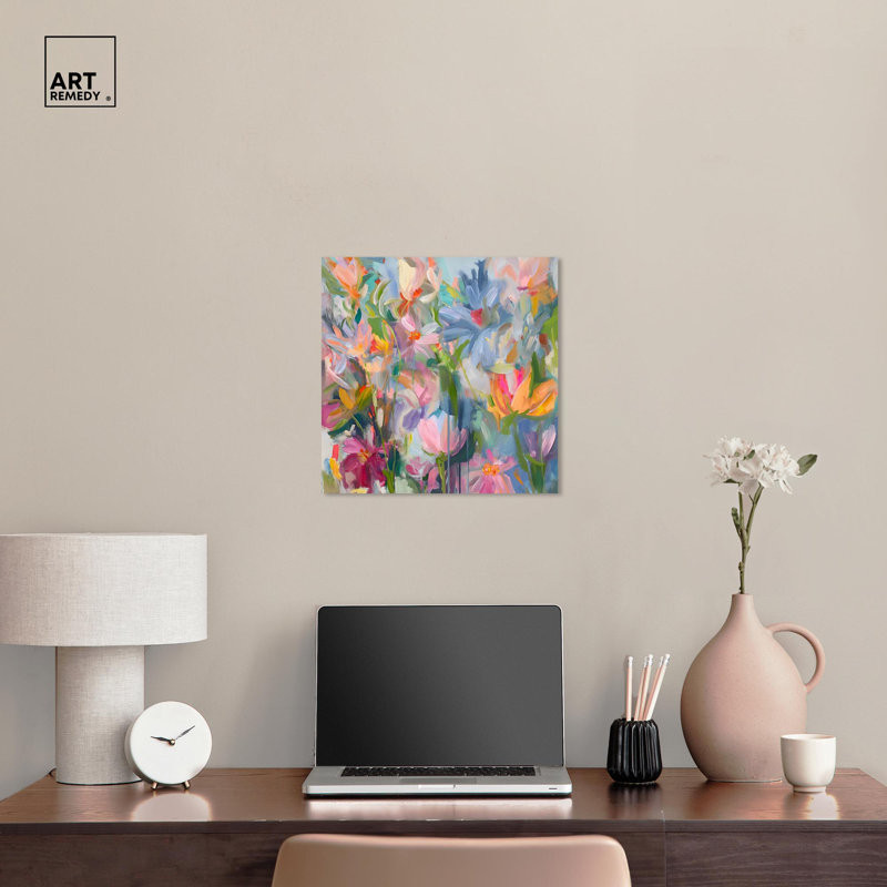 Ethereal Flower Abstract Canvas Art in 16" x 16"