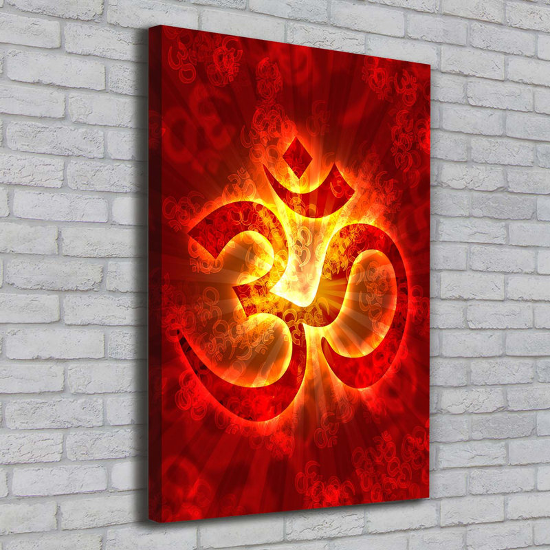 A Burning Om Sign - Wrapped Canvas Print