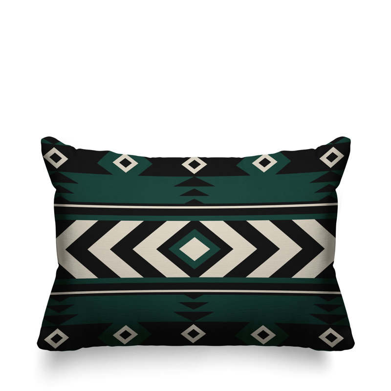 Coussin intérieur / extérieur Fika Southwestern, Émeraude