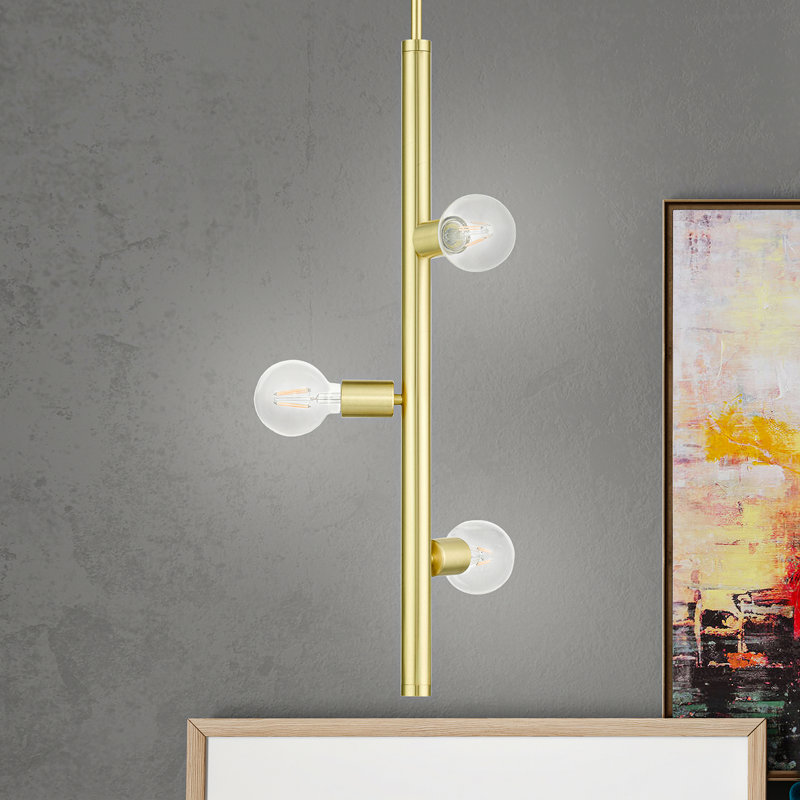 Luminaire suspendu à 3 lumières Jolisha, Laiton satiné