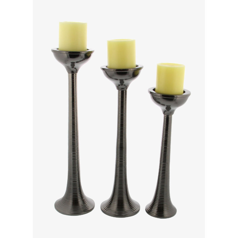 Campuzano Metal Tabletop Candlestick, Gray