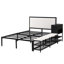 Lit plateforme double en métal avec tablettes de rangement à deux niveaux, armoire de rangement en bois-1945064320