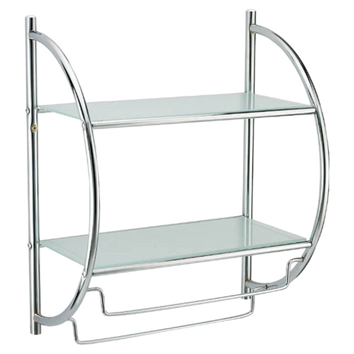 2 Piece Glass Floating Shelf with Towel Bar