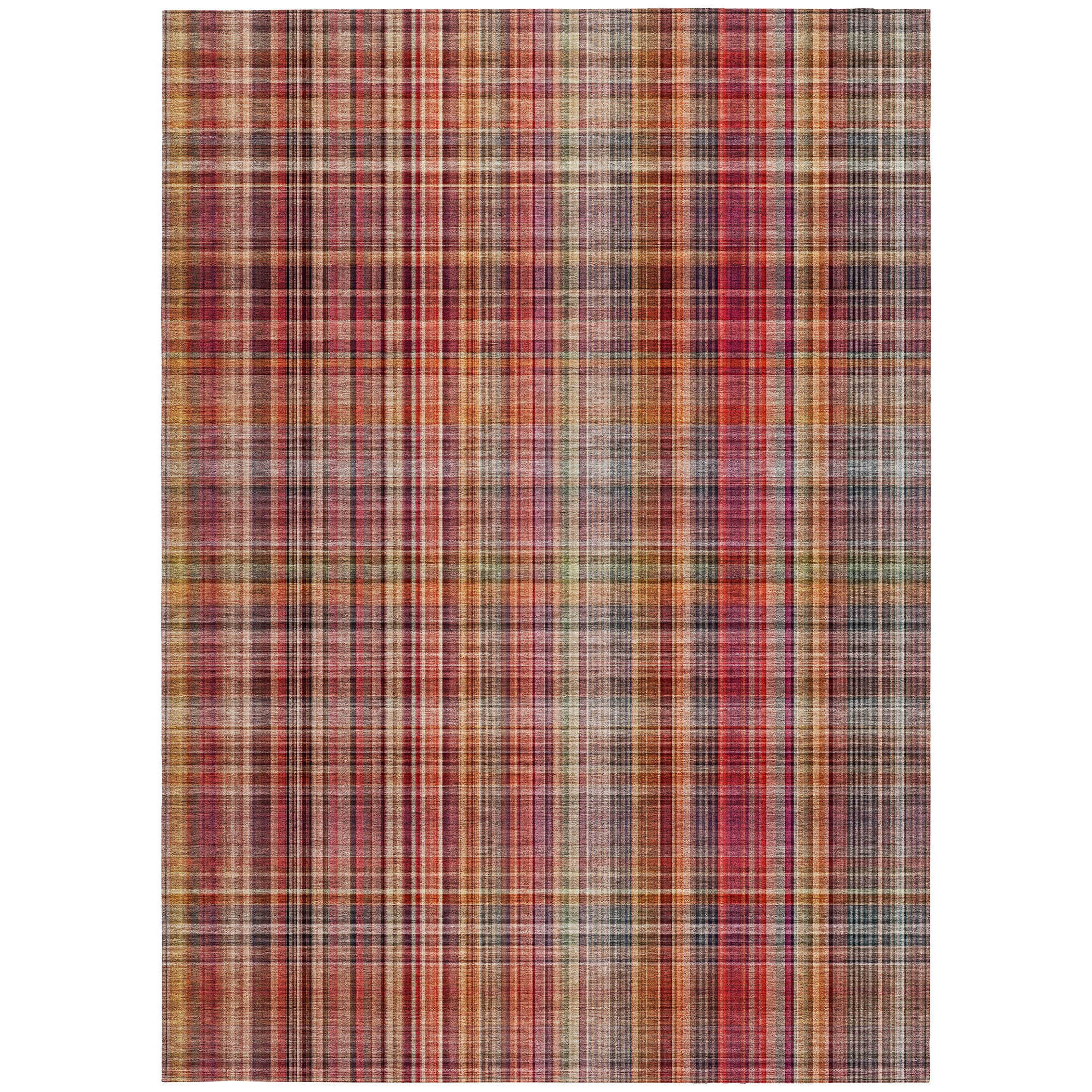Red Plaid Rug 4x6 HomeRoots 5' X 8' Red Plaid Washable Non Skid Indoor Outdoor Area Rug ...