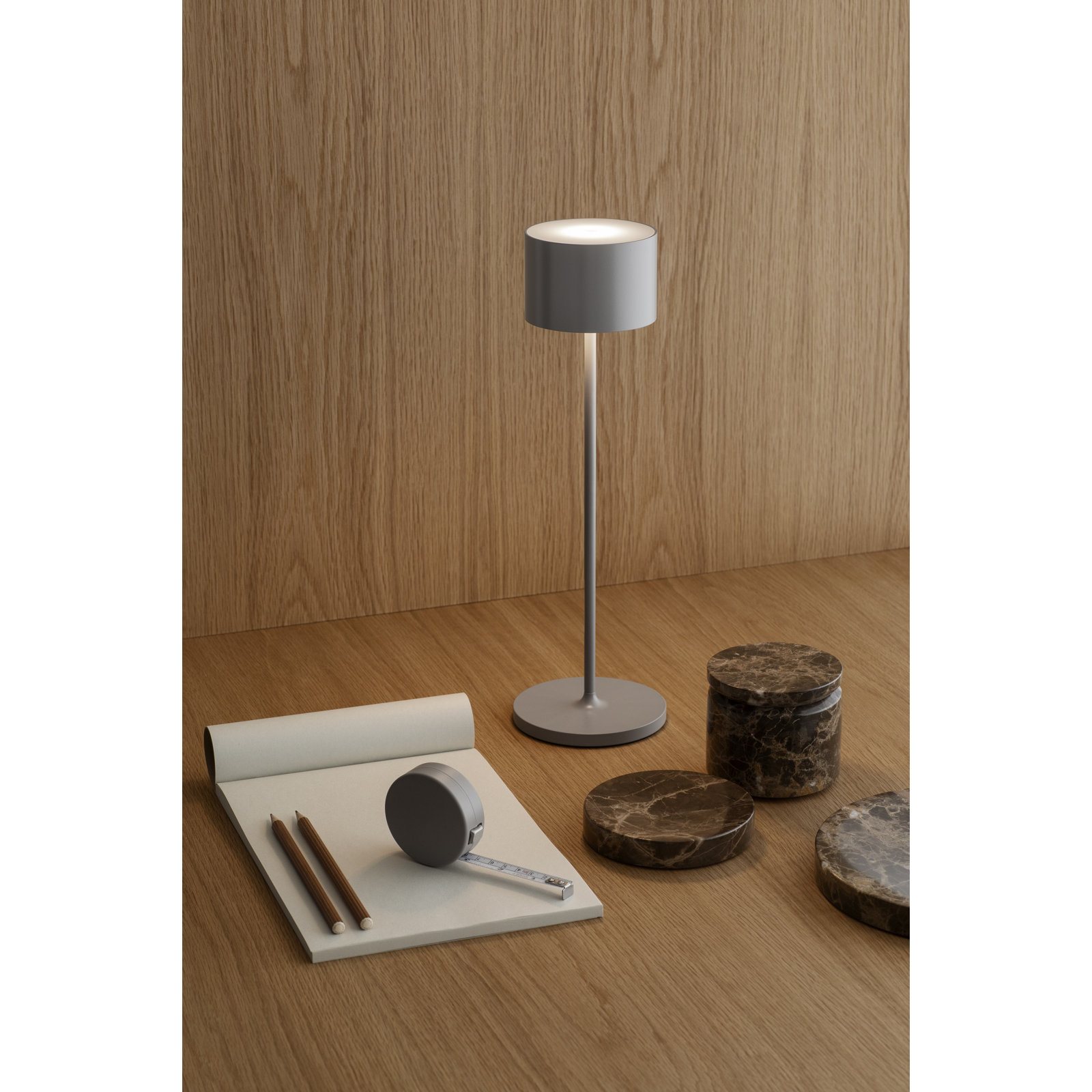 FAROL Mobile Rechargeable LED Buffet Lamp, Taupe