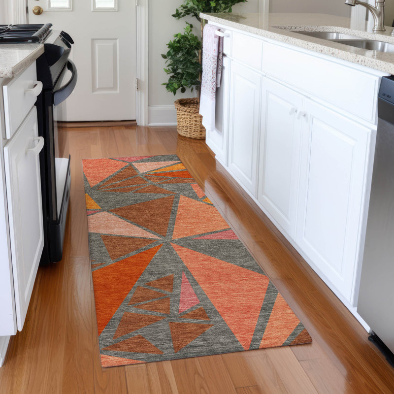 Premium Machine Washable Ketterer AMF1039 Geometric Rug, Runner 2'3" x 7'6"