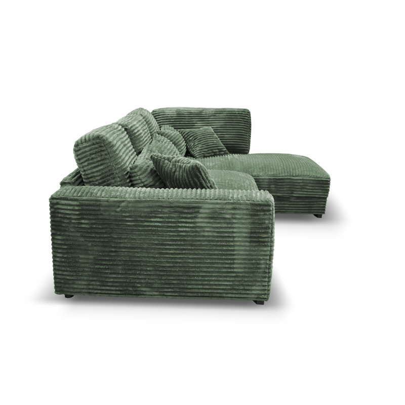 Nahkita 4 Seater Corner Sofa , Right Hand Facing, Green