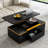 Lift-Top Coffee Table With 4 Storage Stools, Space Saving Centre Table With Foldable Top, Multi-Functional Adjustable Coffee Table-580420204