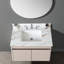 Dessus de meuble-lavabo de 37 po avec finition blanche - lavabo rectangulaire 37 po, veines de marbre captivantes, dosseret de 4 po, trou de robinet pré-percé, aux chocs et aux taches, fait de pierre frittée