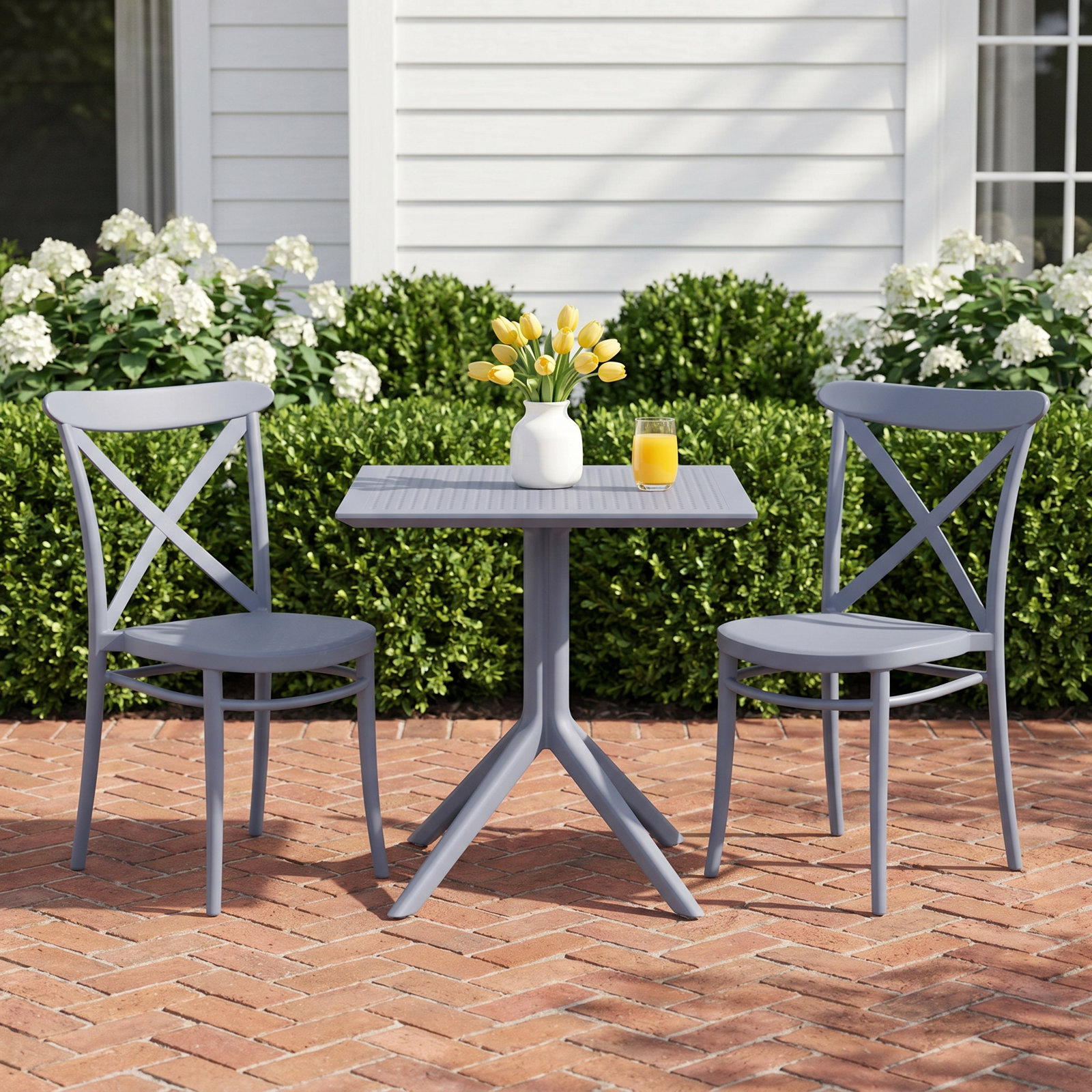 Farrah 28" Patio Bistro Set, Dark Gray