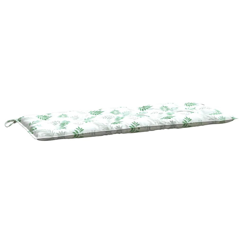 Garden Bench Cushion Set of 2 Leaf Pattern 100 Percent Polyester Outdoor Bench Cushions, Polyester - White/Green Floral