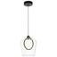 Luminaire suspendu moderne à 1 lumière à DEL simple noir mat avec abat-jour en verre transparent de 8,11 po