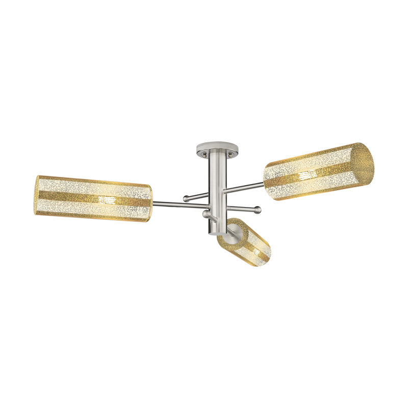 Plafonnier encastré 3 lumières Crown Point, H 10,13 po x l 39,25 po x P 39,25 po, Nickel satiné, Mercure