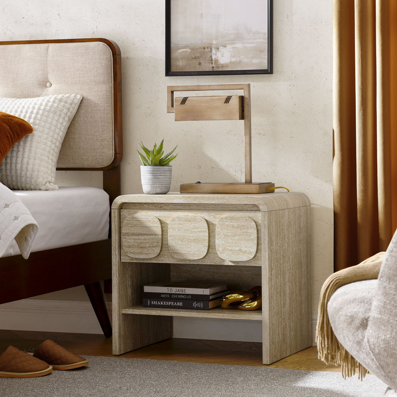 Toscana 1-Drawer Nightstand In Travertine