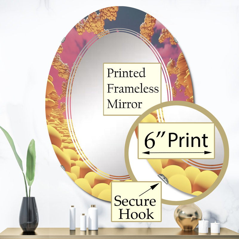 Portici - Miroir mural moderne ovale, 36 po x 24 po