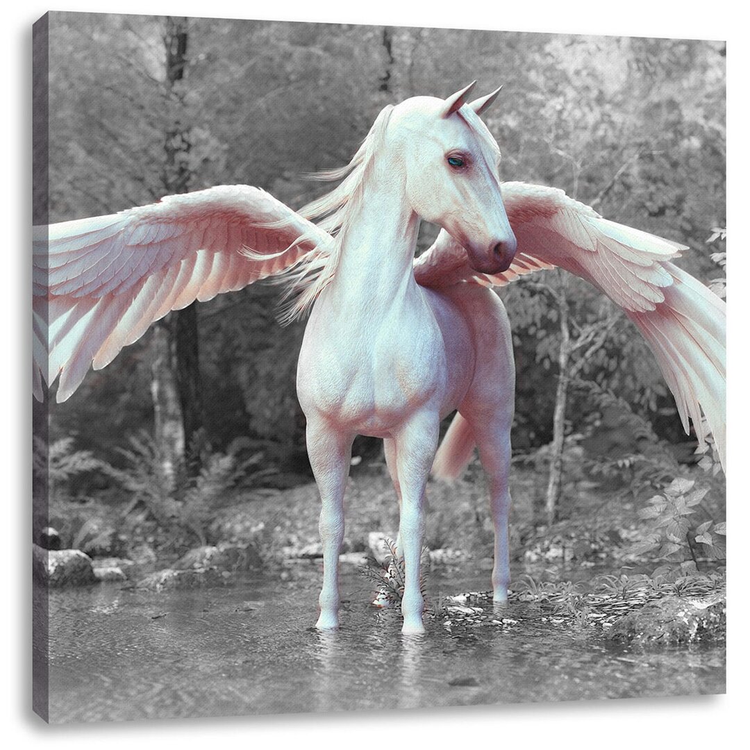 Leinwandbild Pegasus im Fluss eines Herbstwaldes