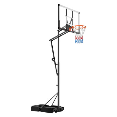 Support de basketball portatif, panier de basketball ajustable en hauteur de 5,25 à 10 pi, panier de basketball portable avec panneau de 48 pouces pour PC et roues pour enfants, adolescents, adultes dans les allées, les piscines