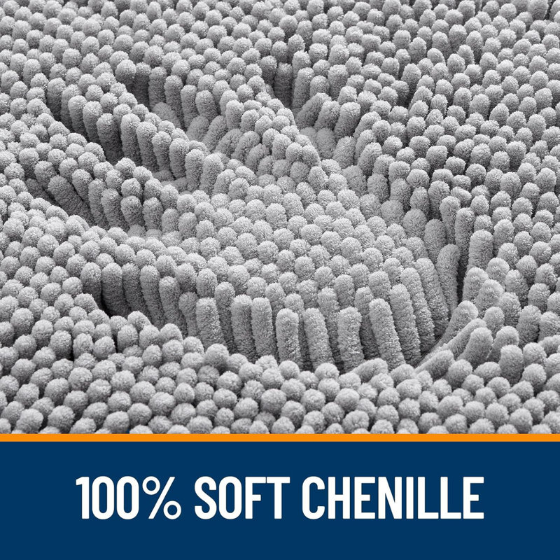 Tapis de bain doux en chenille absorbante 36 po x 24 po, Gris