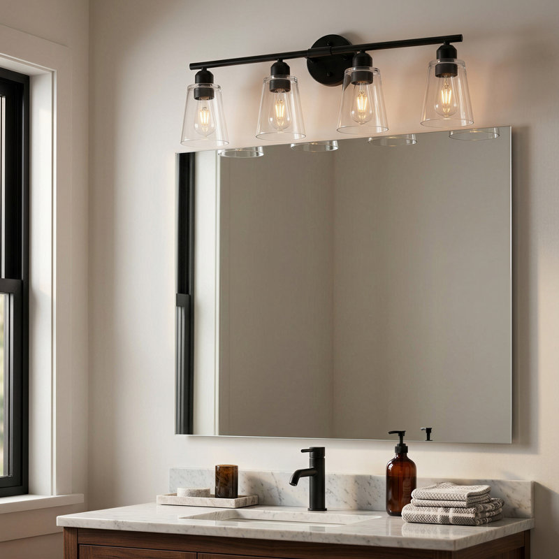 27-inch 4-Light Black Modern Vanity Light , Matte Black, 4 Lights