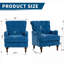 Fauteuil d'appoint rembourré bleu foncé par, fauteuil de lecture confortable pour le salon et la chambre à coucher, coussin à ressorts avec pieds en bois massif rétro, capacité de poids de 300 lb
