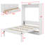 Lit escamotable double avec 2 tiroirs, armoire murale compacte avec rangement