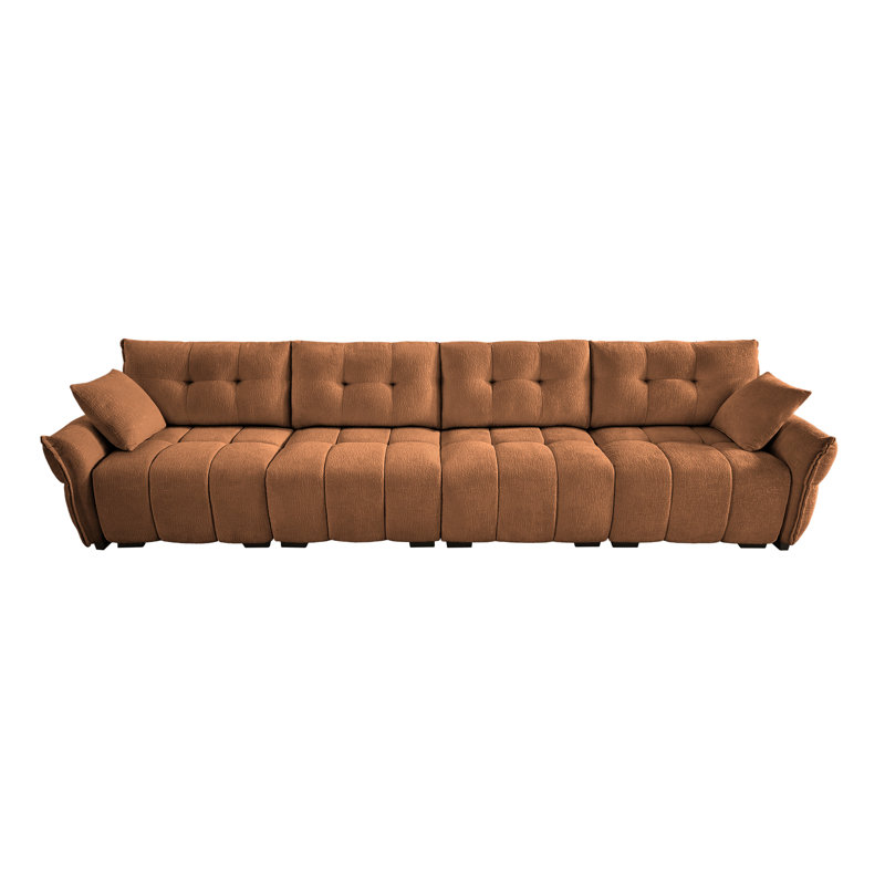 Modern Modular Sofa with Solid Wood Frame, Orange