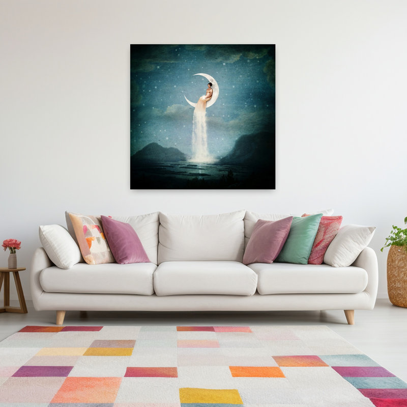 Moon River Lady, art urbain contemporain abstrait, H 48 po x l 48 po