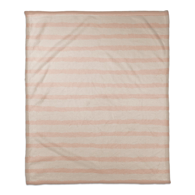 Jeté à rayures, Crème / rose
