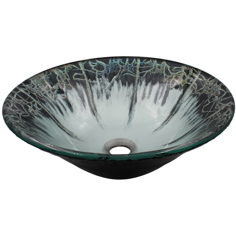 Novatto 17.25'' Gray/Black Glass Circular Bathroom Sink