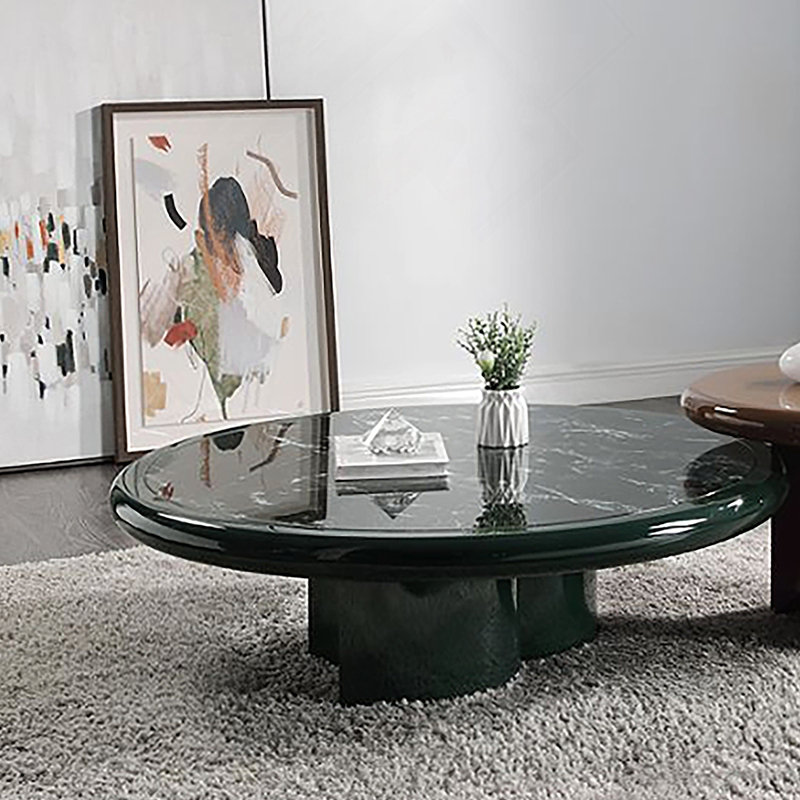 Dessus en marbre, table basse vert foncé
