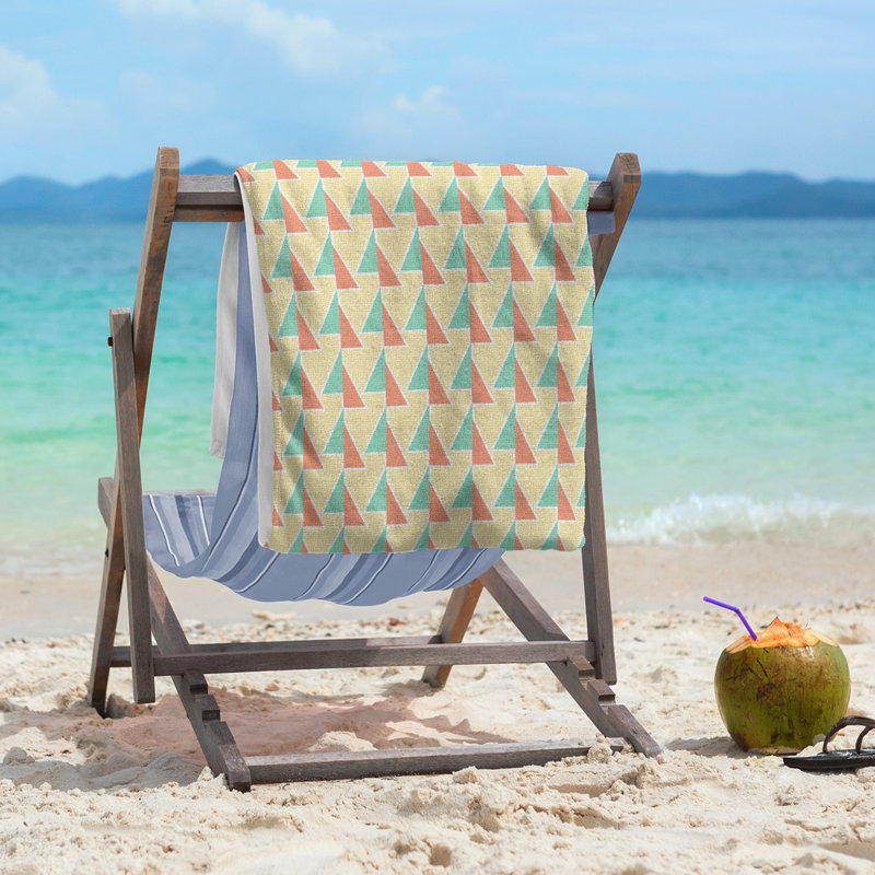 Serviette de plage à flèches changeées, Vert / cuivre / pêche