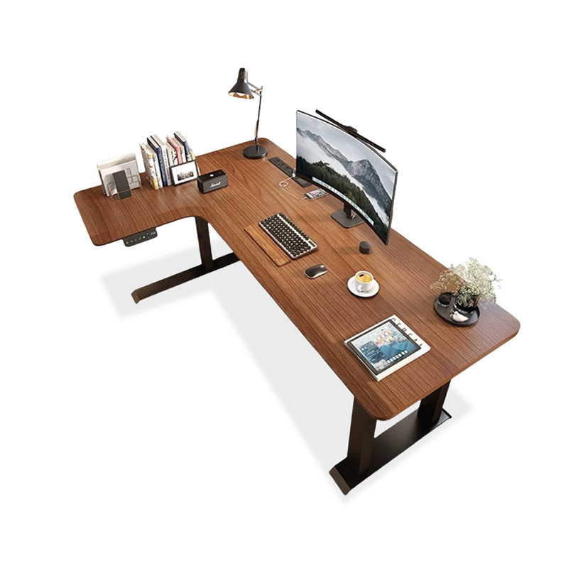 Bureau debout en bois de noyer en L